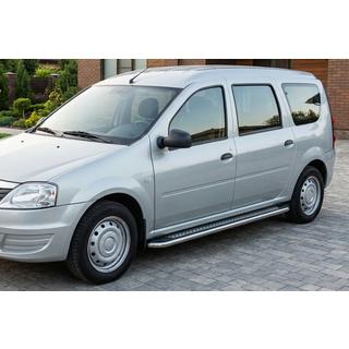 Боковые Подножки Maydos V2 (2 шт., Алюминий и Нержавейка) Dacia Logan MCV 2004-2014 гг. фото 1