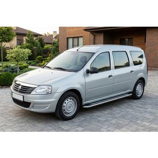 Боковые Подножки Maydos V2 (2 шт., Алюминий и Нержавейка) Renault Logan MCV 2005-2013 гг. фото 1