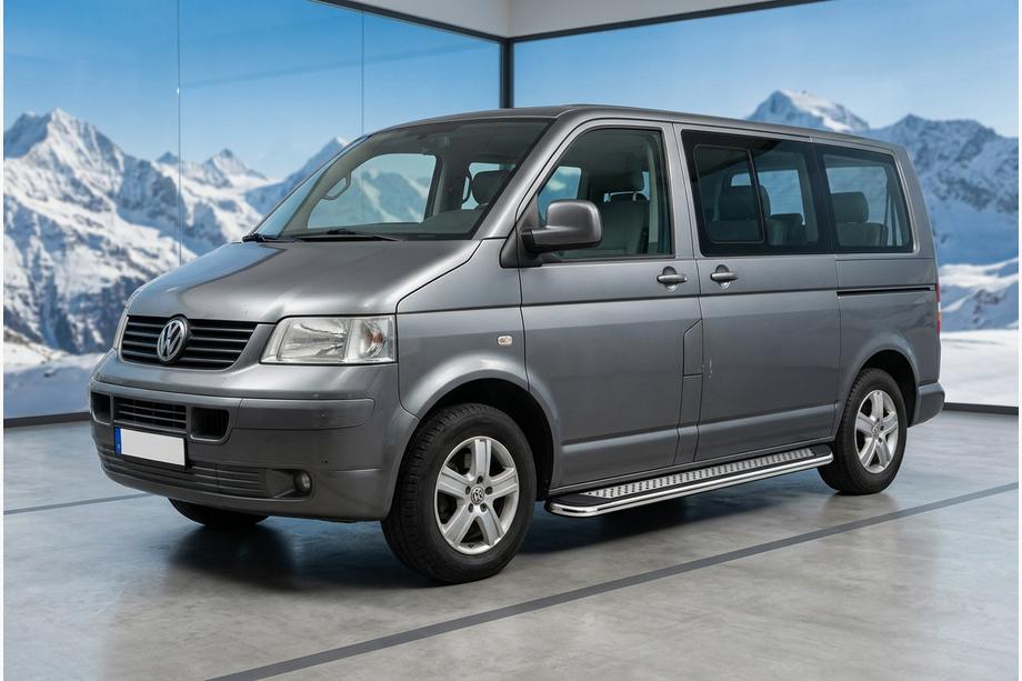 Volkswagen T5 Multivan 2003–2010 гг. Боковые Подножки Maydos V2 (2 шт., Алюминий и Нержавейка) Только для короткой базы Image