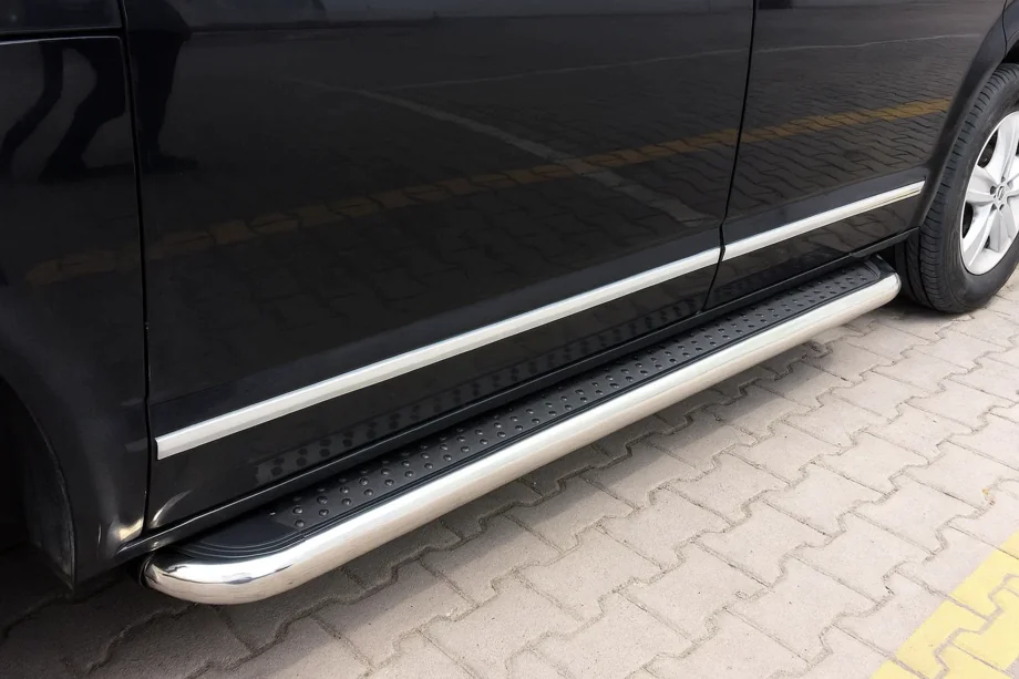 Volkswagen T5 2010-2015 гг. Боковые Подножки Maydos V2 (2 шт., Алюминий и Нержавейка) Фото 6