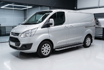 Ford Custom 2013-2022 гг. Боковые Подножки Maydos V1 (2 шт., Алюминий и Нержавейка) фото 1