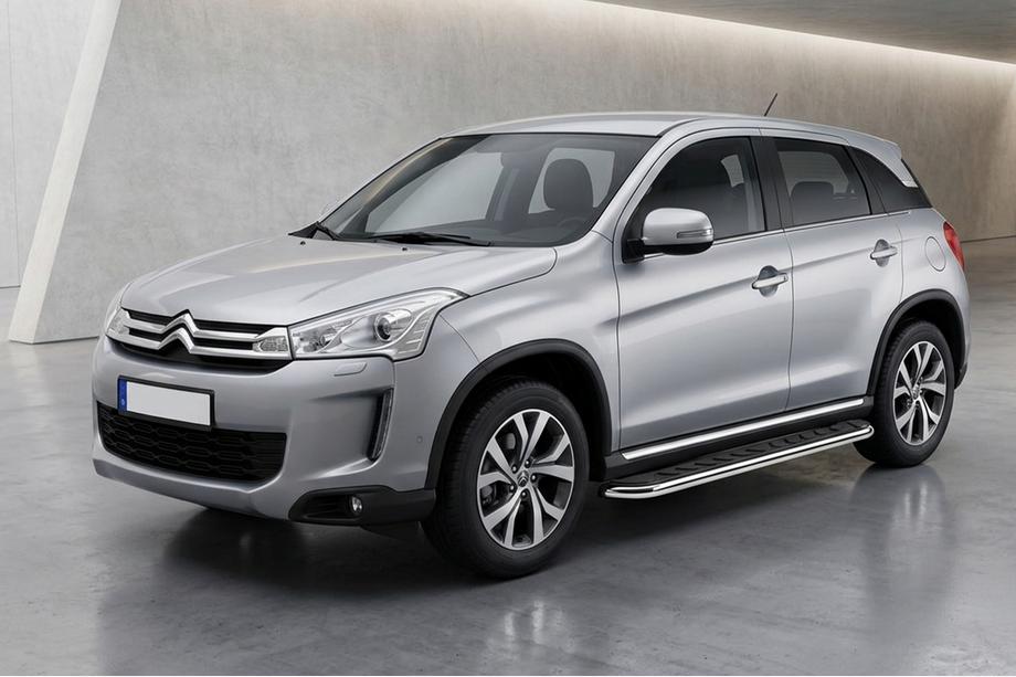 Citroen C-4 Aircross 2012-2017 гг. Боковые Подножки Maydos V1 (2 шт., Алюминий и Нержавейка) Image