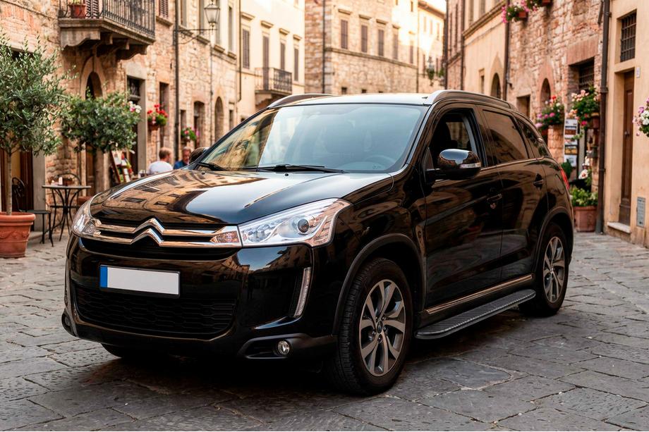 Citroen C-4 Aircross 2012-2017 гг. Боковые пороги Bosphorus Black (2 шт., алюминий) Image