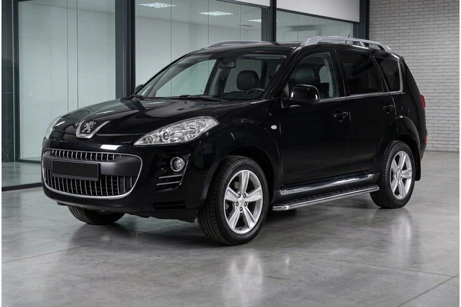 Peugeot 4007 2007-2013 гг. Боковые Подножки Maydos V1 (2 шт., Алюминий и Нержавейка) Image