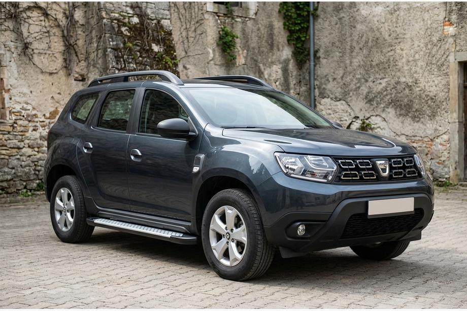 Renault Duster 2018-2024 гг. Боковые пороги Allmond Grey (2 шт., алюминий) Image