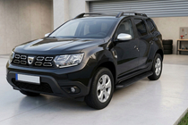 Renault Duster 2018-2024 гг. Боковые Подножки Tayga Black (2 шт., Алюминий) фото 1