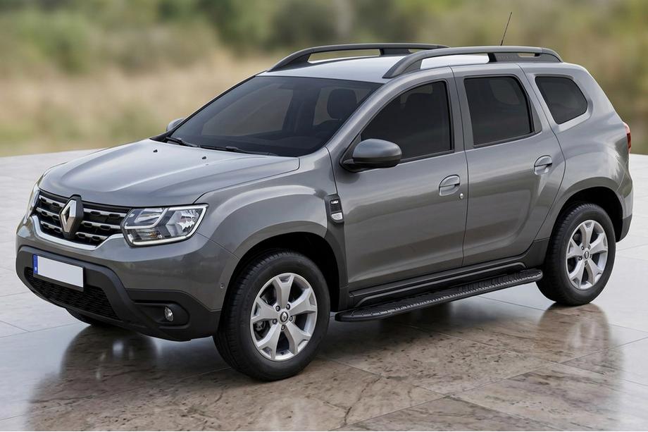 Dacia Duster 2018-2024 гг. Боковые Подножки Bosphore Black (2 шт., Алюминий) Image