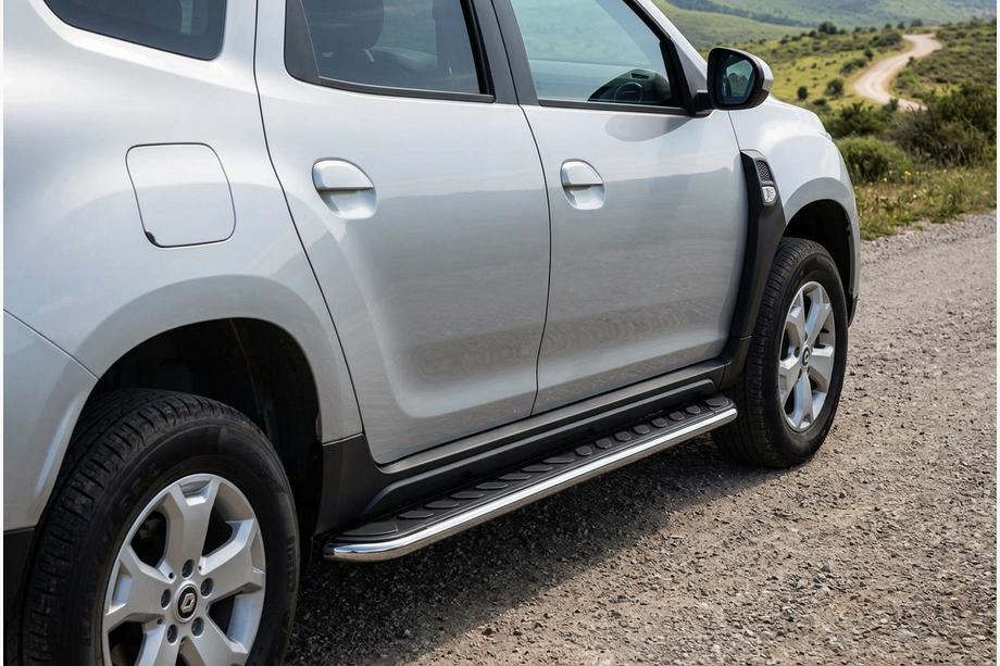 Dacia Duster 2018-2024 гг. Боковые Подножки Maydos V1 (2 шт., Алюминий) Image