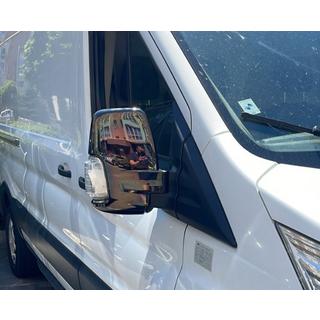 Накладки на Зеркала Черный Хром (2 шт, пластик) Ford Transit 2014- гг. фото 1