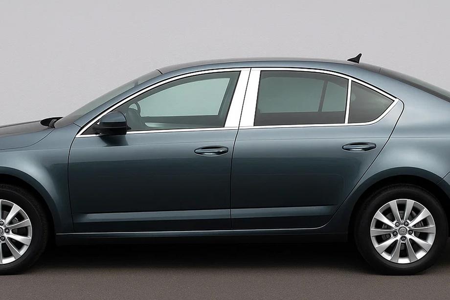 Skoda Octavia III A7 2013-2019 гг. Накладки на дверные стойки из нержавеющей стали (6 шт) Image