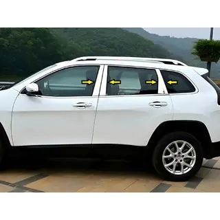 Накладки на дверные стойки из нержавеющей стали Jeep Cherokee KL 2013- гг. фото 1