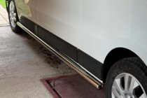 Renault Trafic 2015- гг. Боковые трубы (2 шт., нержавейка) 70 мм, длинная база фото 5