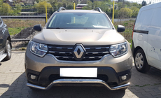 Renault Duster 2008-2017 гг. Передняя защита ST012 (нержавейка) фото 1