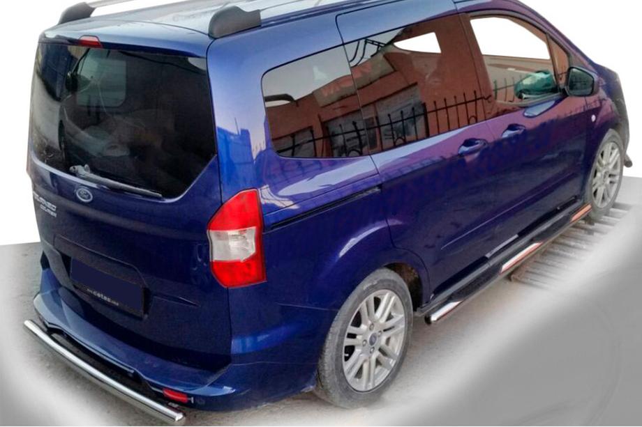 Ford Courier 2014-2023 гг. Боковые трубы (2 шт., нержавейка) Image
