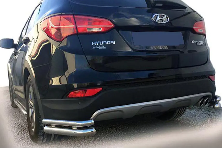 Hyundai Santa Fe 3 2012-2018 гг. Задние углы AK-003 Двойные (нерж.) Image