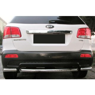 Задние угловые дуги с центральной частью AK007-3 (2 шт., нержавейка) Kia Sorento II XM 2009-2014 гг. фото 1