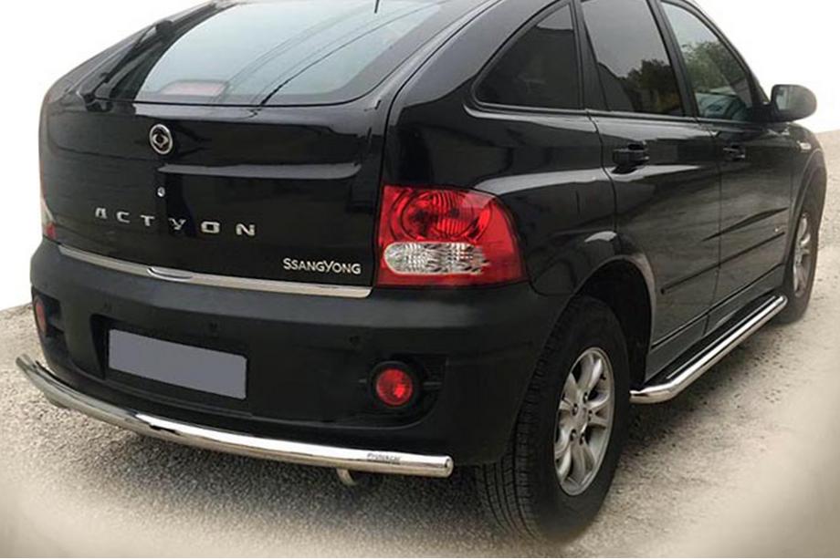 SsangYong Action 2005-2018 гг. Задняя защита AK002 (нерж. сталь) Image