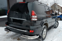 Toyota Land Cruiser Prado 120 2002-2009 гг. Задние двойные уголки AK003-2 (2 шт., нержавейка) фото 1