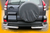 Toyota Land Cruiser Prado 120 2002-2009 гг. Задние двойные уголки AK003-2 (2 шт., нержавейка) фото 4