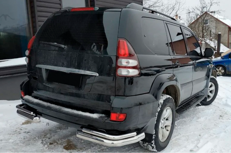 Toyota Land Cruiser Prado 120 2002-2009 гг. Задние двойные уголки AK003-2 (2 шт., нержавейка) Image