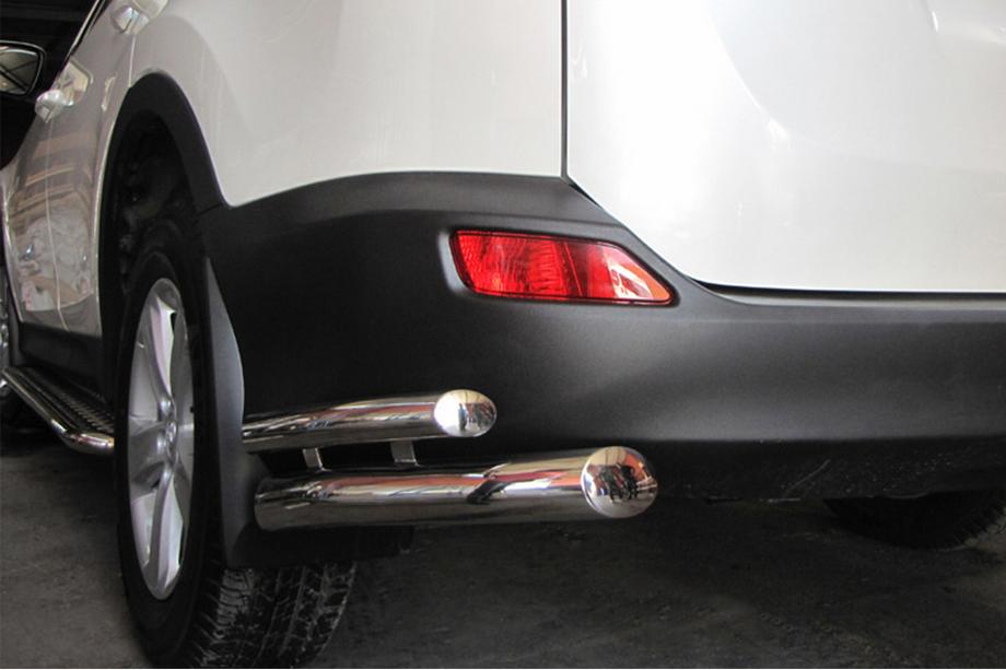 Toyota Rav 4 2013-2018 гг. Задние уголки AK003-двойные (нерж) Image