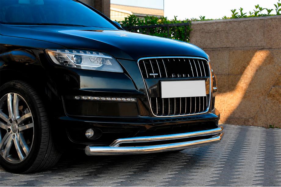 Audi Q7 2005-2015 гг. Передняя защита ST017 (нержавейка) Фото 2