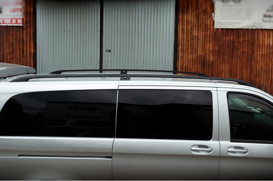 Mercedes Vito/V-class W447 2014- гг. Черные рейлинги CAN Оригинальный дизайн (металлические ножки) Фото 4