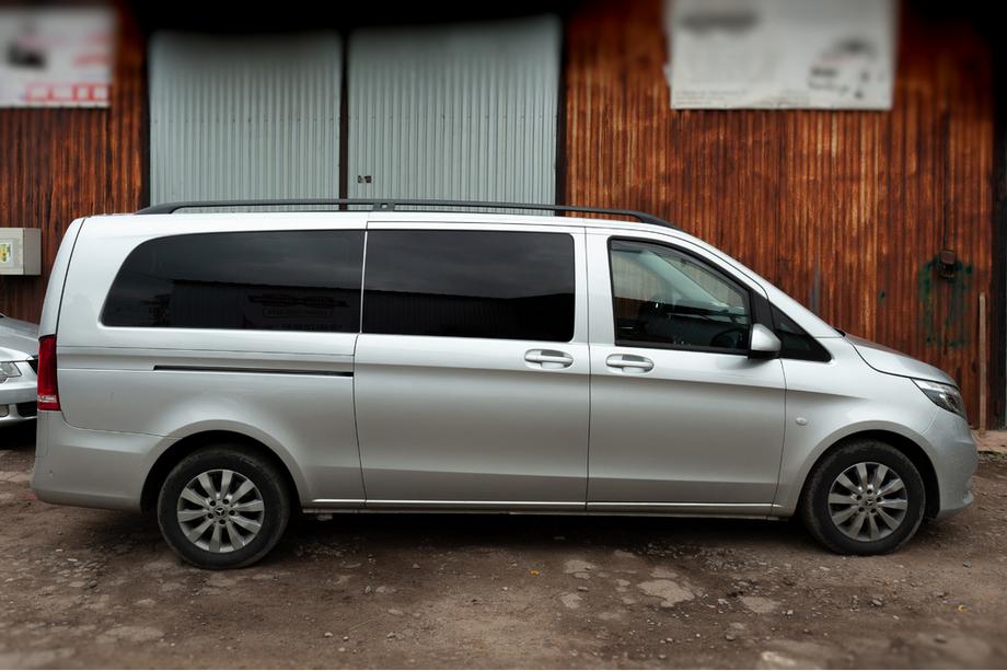 Mercedes Vito/V-class W447 2014- гг. Черные рейлинги CAN Оригинальный дизайн (металлические ножки) Фото 5