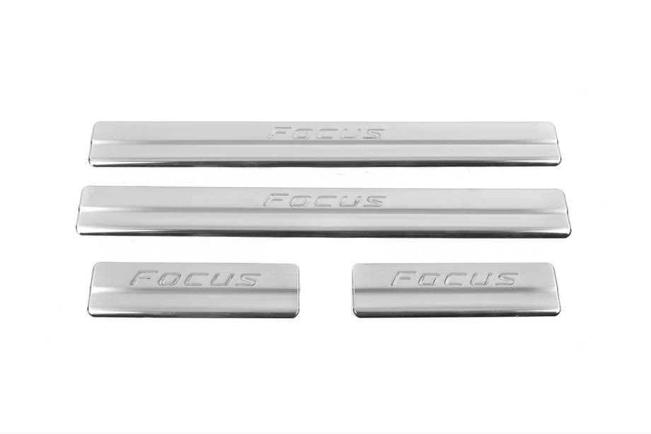 Ford Focus III 2011-2017 гг. Накладки на пороги OmsaLine (4 шт, нержавейка) Image