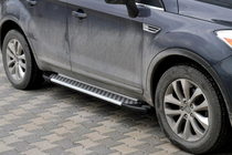 Ford Kuga 2008-2013 гг. Боковые Подножки Allmond Grey (2 шт., Алюминий) фото 1