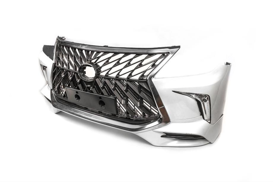 Lexus LX570/450d 2008-2022 гг. Передний бампер для 2008-2015 в стиле рестайлинг (грунтованный под покраску) Черный Фото 4