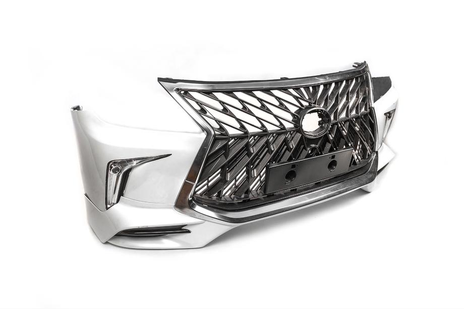 Lexus LX570/450d 2008-2022 гг. Передний бампер для 2008-2015 в стиле рестайлинг (грунтованный под покраску) Черный Фото 5
