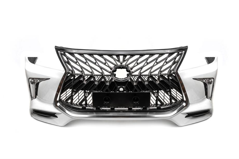 Lexus LX570/450d 2008-2022 гг. Передний бампер для 2008-2015 в стиле рестайлинг (грунтованный под покраску) Черный Фото 3