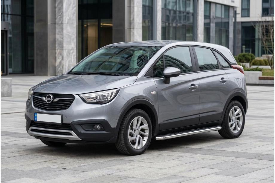 Opel Crossland X 2017-2024 гг. Боковые Подножки Maydos V1 (2 шт., Алюминий и Нержавейка) Фото 1