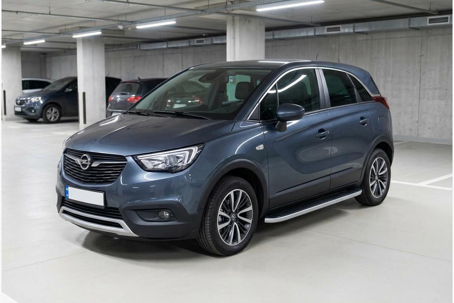 Opel Crossland X 2017-2024 гг. Боковые Подножки Tayga Grey (2 шт., Алюминий) Image