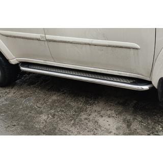 Mitsubishi Pajero Sport 2008-2015 Боковые пороги Maydos V2 (2 шт., алюминий ↗ нерж)