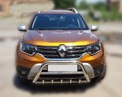 Renault Duster 2018-2024 гг. Защита переднего бампера без надписи WT003 (нержавейка) фото 8