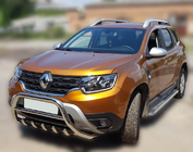 Renault Duster 2018-2024 гг. Защита переднего бампера без надписи WT003 (нержавейка) фото 9