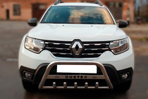 Renault Duster 2018-2024 гг. Передняя защита с надписью WT004 (нержавейка) фото 1