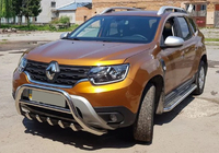 Dacia Duster 2018-2024 гг. Защита переднего бампера без надписи WT003 (нержавейка) фото 3