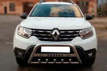 Dacia Duster 2018-2024 гг. Передняя защита с надписью WT004 (нержавейка) фото 1