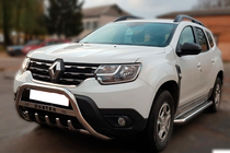 Dacia Duster 2018-2024 гг. Передняя защита с надписью WT004 (нержавейка) фото 2