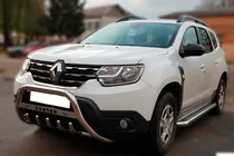 Dacia Duster 2018-2024 гг. Передняя защита с надписью WT004 (нержавейка) фото 3