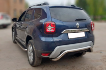 Dacia Duster 2018-2024 гг. Задняя защита AK007 (нержавейка) фото 3