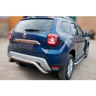 Задняя защита AK007 (нержавейка) Renault Duster 2018-2024 гг. фото 1