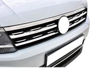 Volkswagen Tiguan 2016-2023 гг. Накладки на кромку решетки и фары 2016-2020 (3 шт, нержавейка) фото 3