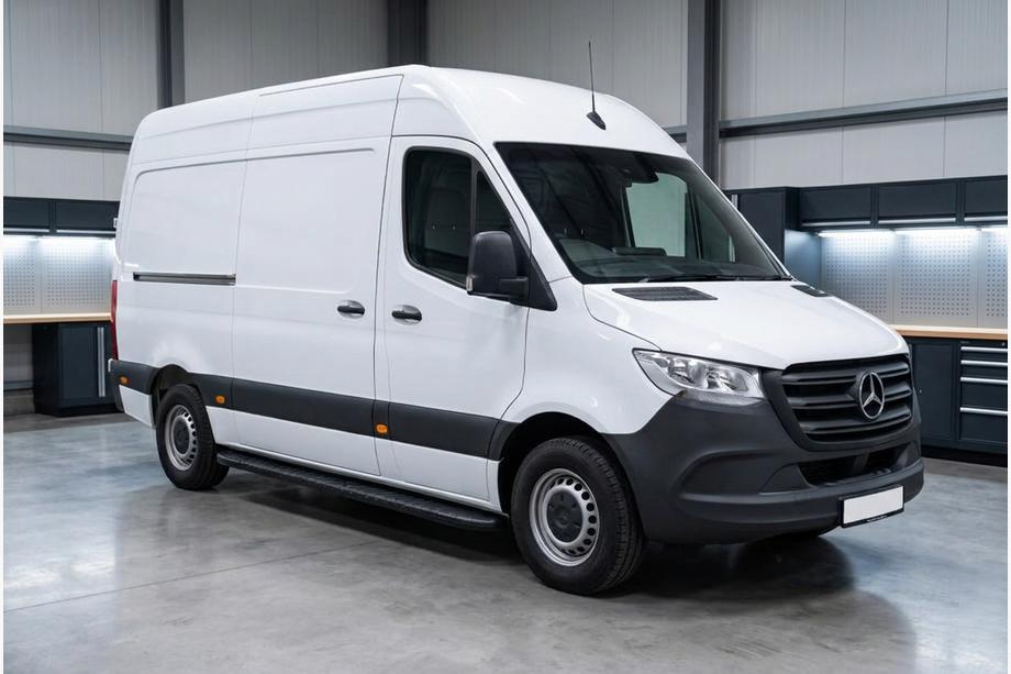 Mercedes Sprinter W907/W910 2018- гг. Боковые пороги Bosphorus Black (2 шт., алюминий) Image