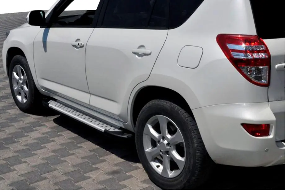 Toyota Rav 4 2006-2013 гг. Боковые Подножки Allmond Grey (2 шт., Алюминий) Image