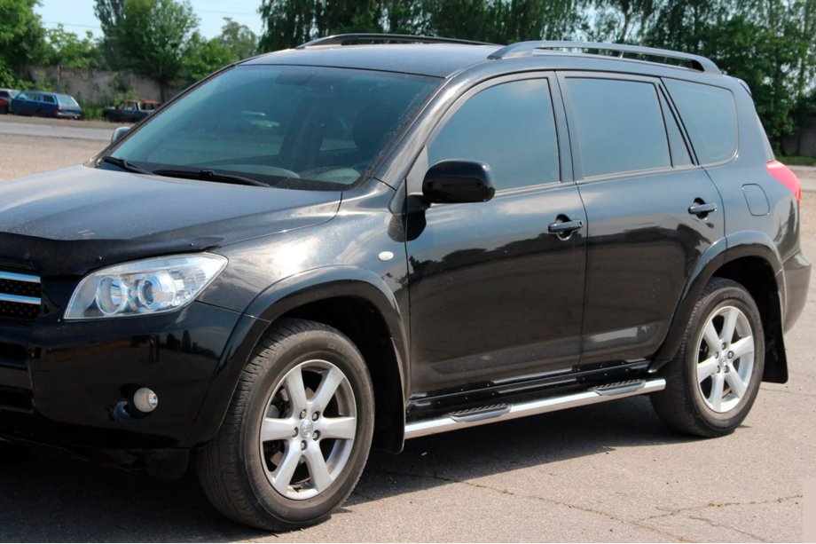 Toyota Rav 4 2006-2013 гг. Боковые трубы для стандартной базы (2 шт, нержавейка) Фото 2