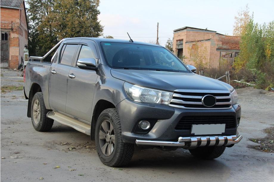 Toyota Hilux 2015- гг. Передняя защита F3-34 (нерж. сталь) Фото 2